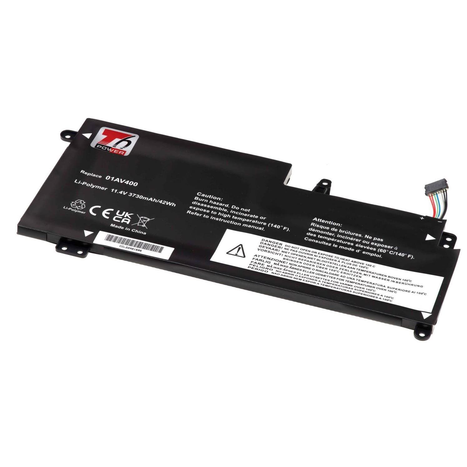T6 Power for Lenovo laptop 01AV436, Li-Poly, 3730 mAh (42 Wh), 11.4 V (NBIB0157_v125811)