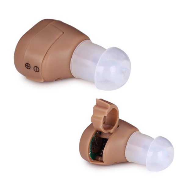 AXON hallókészülék (mini, vezeték néllküli, hangerőszabályzó, BTE In The Air design, hallást javító, 2db AG3 elem) BÉZS (K-86) (K-86)