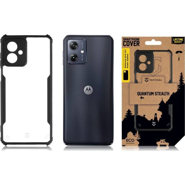 Tactical Quantum Stealth Motorola G54 5G/Power Edition hátlap tok, átlátszó/fekete (8596311248689)