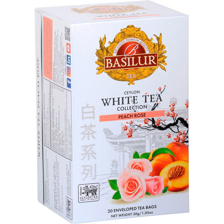 BASILUR White Tea Peach Rose, csomagolt, 20×1,5 g (4792252944930)