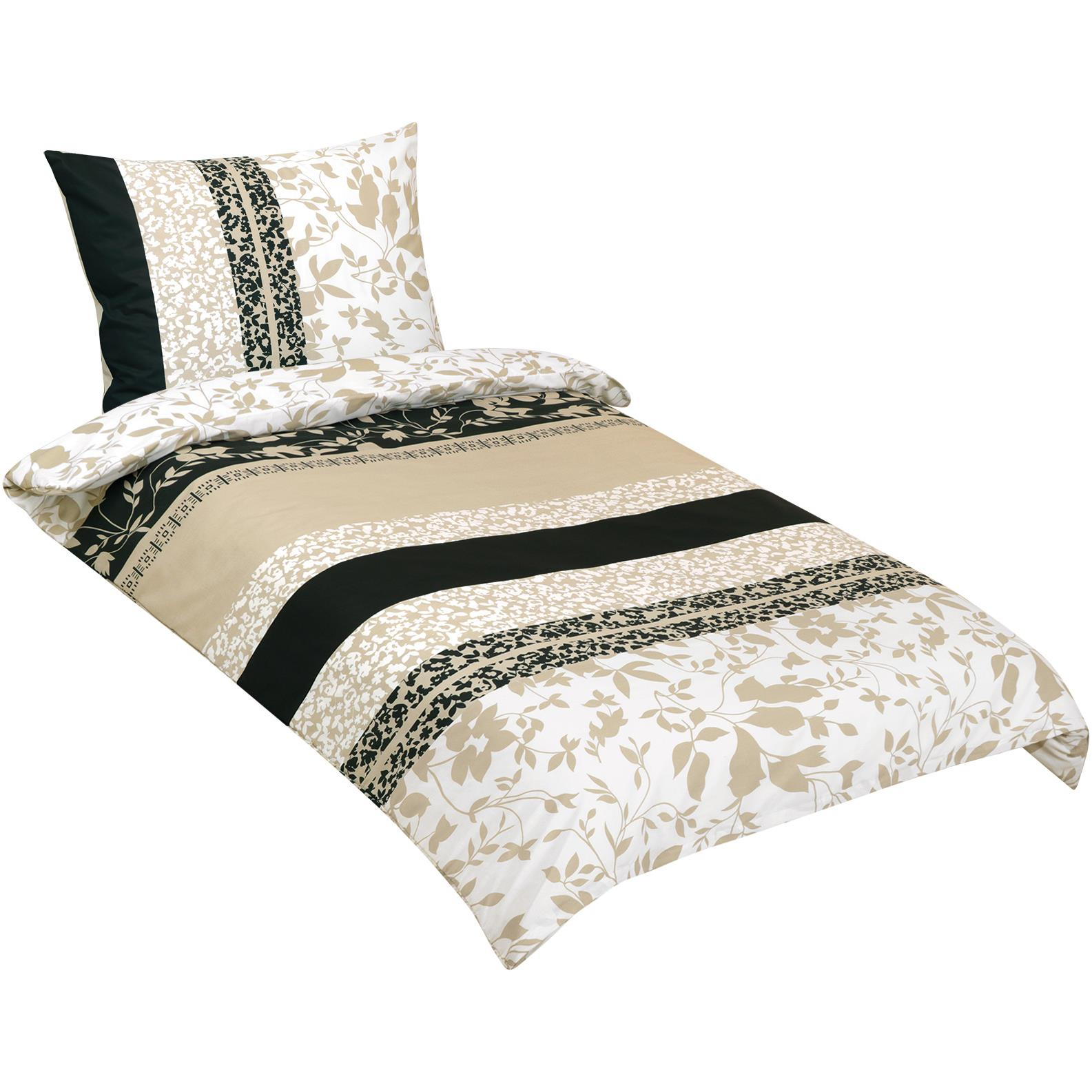 BELLATEX Linen cotton 90/927 beige leaves 140 × 200, 70 × 90 cm (11348)
