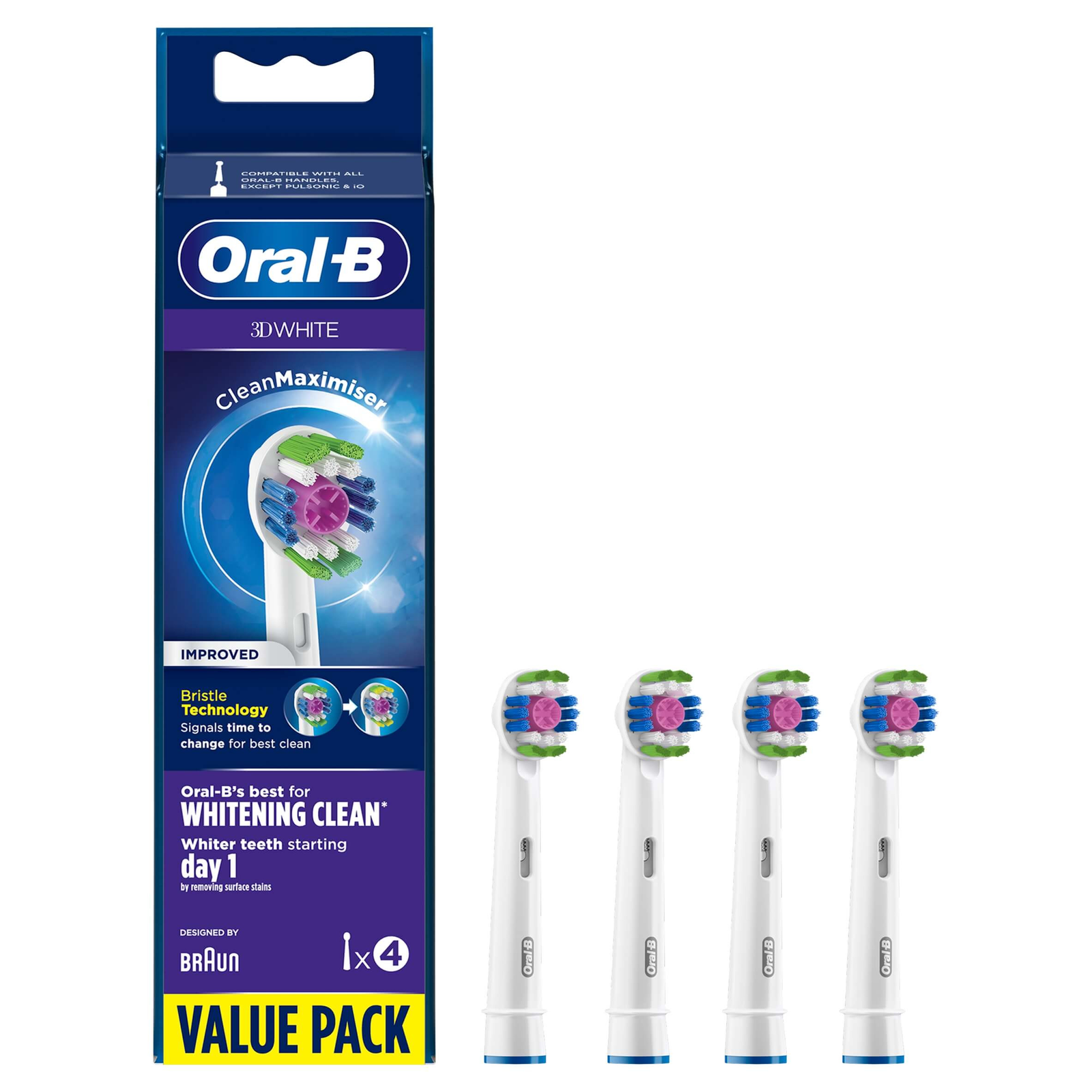 Oral-B 3D RElektromos fogkefe Pótfej - Fehér (4db) (ORAL-B 3D REFILL 4PCS WHITE)