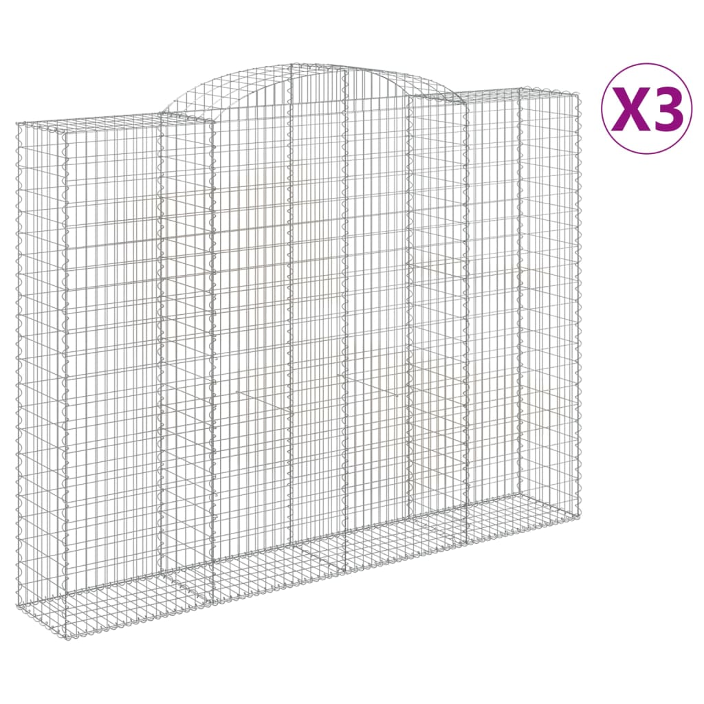3 db íves horganyzott vas gabion kosár 300x50x220/240 cm (3146810)