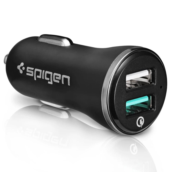 Зарядно устройство за кола Spigen F27QC, 2xUSB, QC 3.0, 5.4A, Black