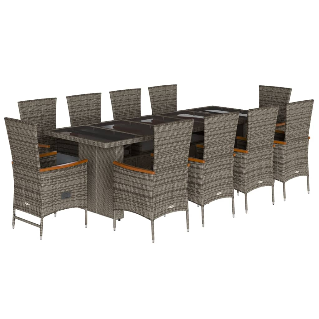 11 részes szürke polyrattan kerti ülőgarnitúra párnákkal (3277559)