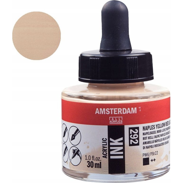  Artequipment Amsterdam Acrylic Ink Bottle Naples Yellow Red Light 292