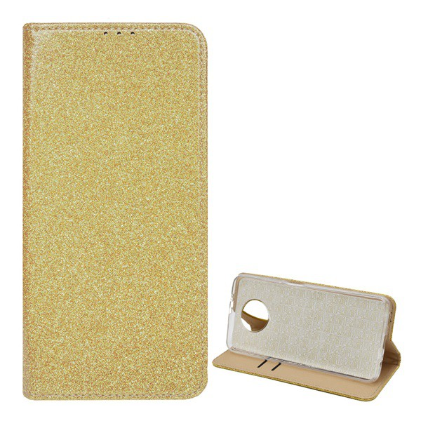 Tok álló, bőr hatású (FLIP, szilikon belső, oldalra nyíló, asztali tartó funkció, bankkártya tartó, csillogó) ARANY [Xiaomi Redmi Note 9T 5G] (5996591050201)