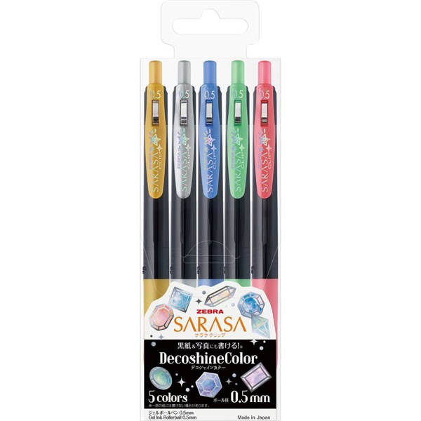 Sarasa Clip 0,5 Decoshine 5 Colour Set zselés toll (37860)