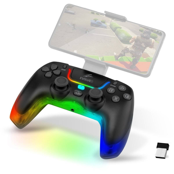 Pad Evolveo EVOLVEO Ptero2, bezdrátový & drátový gamepad pro PC, PS3/4/5, iOS, Android, Switch, černý
