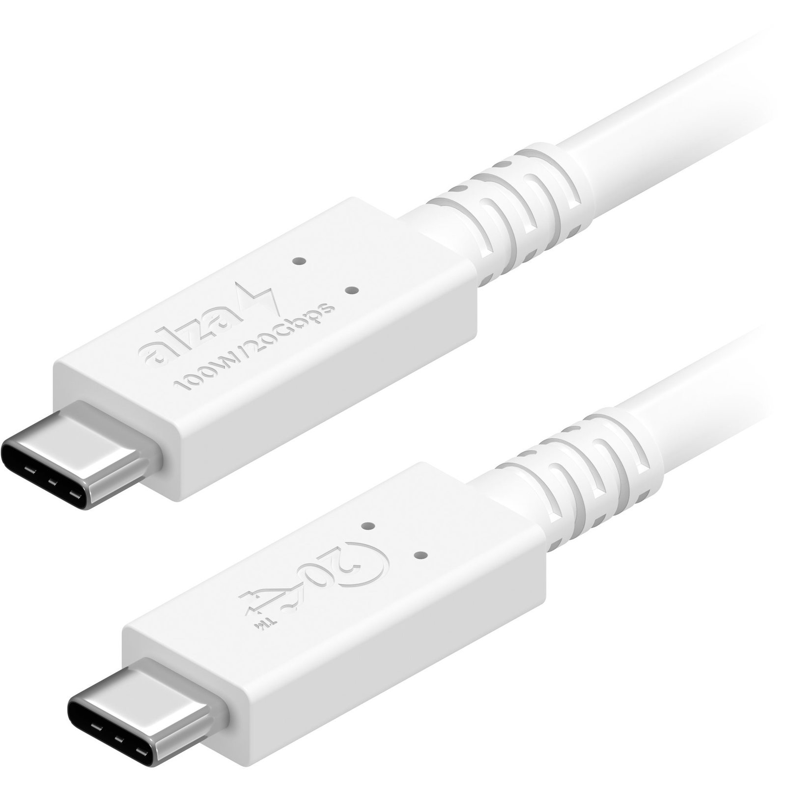 AlzaPower Core USB-C to USB-C USB4 100W 1m, fehér (APW-CBTC4410W)