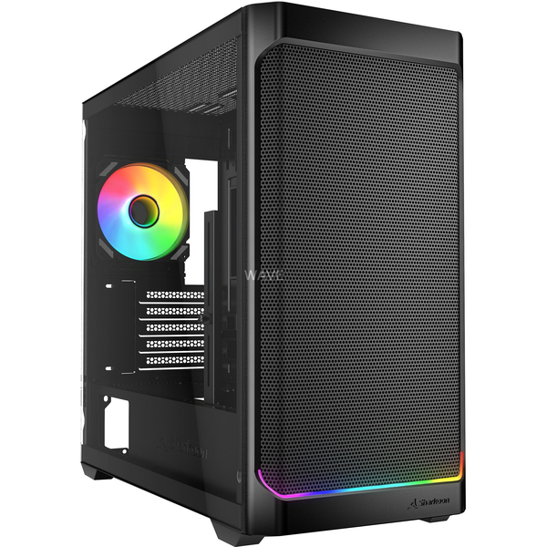 Sharkoon MK4W RGB Strip Mini Torony Számítógépház + 4db 120mm RGB ventilátor - Fekete