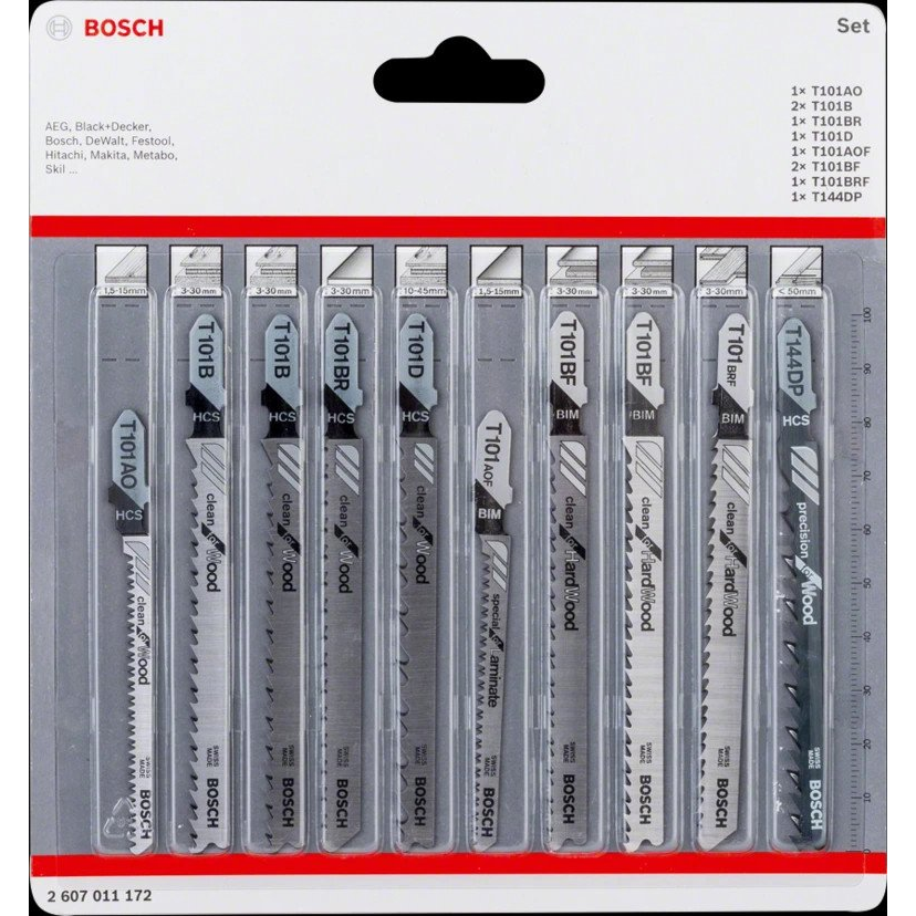Bosch 2 607 011 172 lombfűrész, kanyarítófűrész és szablyafűrész lap Lombfűrész penge 10 db (2607011172)