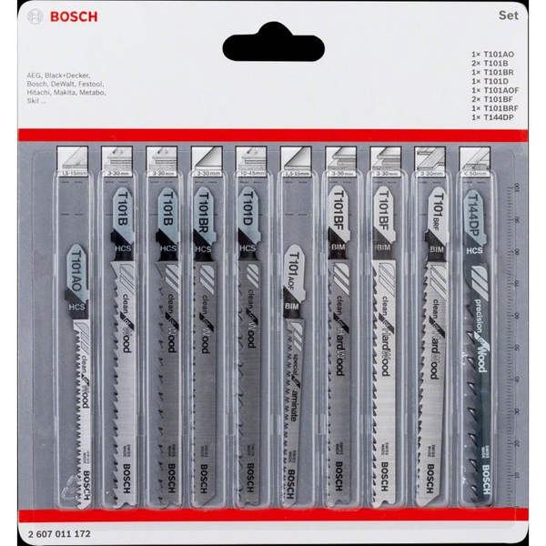 Bosch 2 607 011 172 нож за прободен, резбарски и саблен трион Острие за прободен трион 10 броя