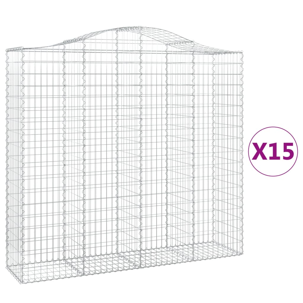 15 db íves horganyzott vas gabion kosár 200x50x180/200 cm (3145737)