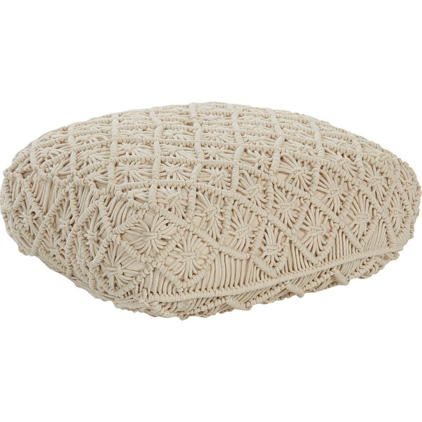 Puf De Algodón Beige 50 X 50 Cm Cojín De Asiento Piso Macramé Berrechid - Beige
