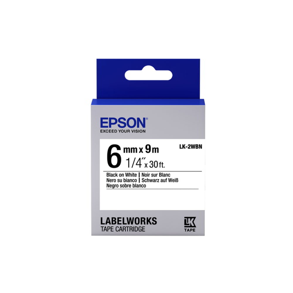 Epson LK-2WBN szalag 6mm / 9m - Fehér alapon fekete (C53S652003)