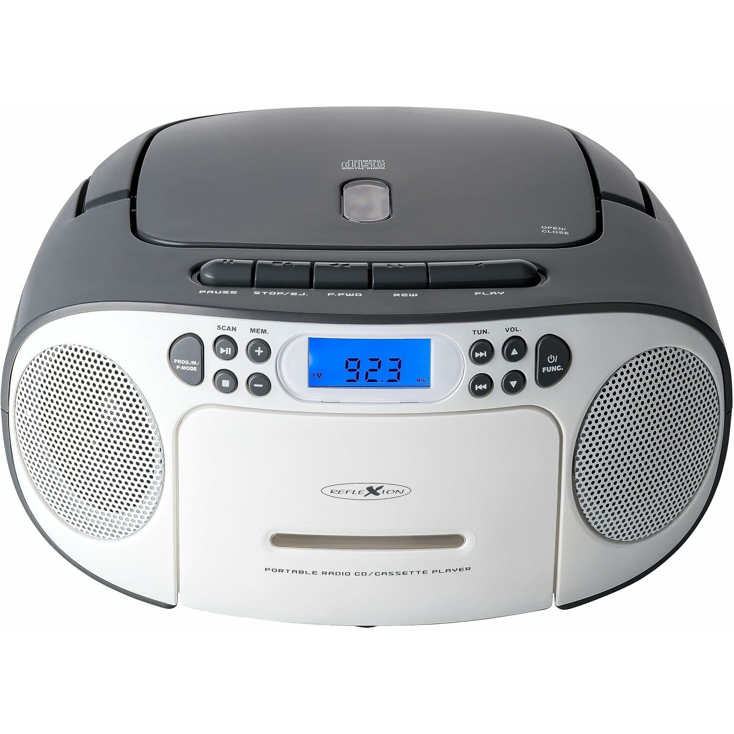 Reflexion RCR2260 Hordozható CD / Kazettás Rádió - Fehér / Szürke (RCR2260W/GR)