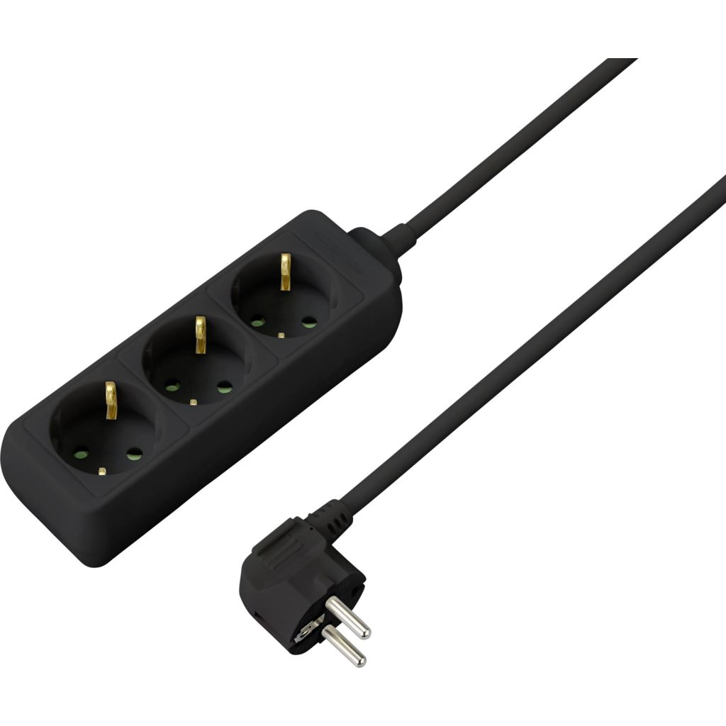 Sygonix SY-4890978 3 csatlakozós elosztó, 3m kábel fekete (SY-4890978)