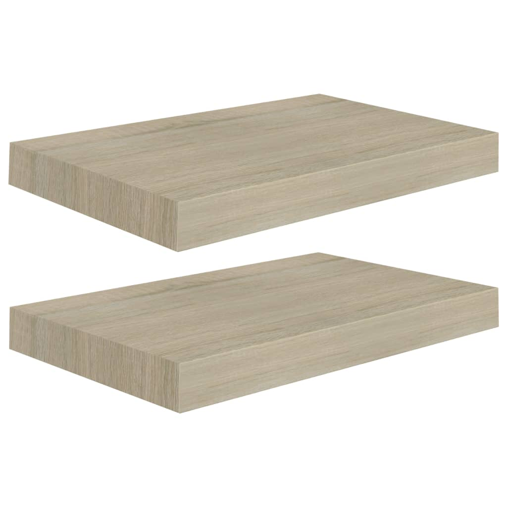 2 db tölgyszínű MDF lebegő fali polc 40 x 23 x 3,8 cm (323869)