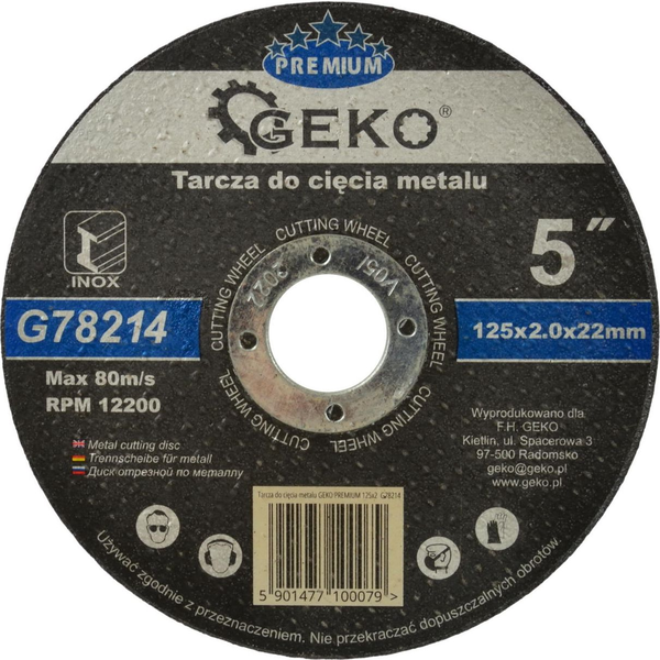 Geko Tarcza do cięcia metalu GEKO PREMIUM 125x2 Inox (10/50/200)
