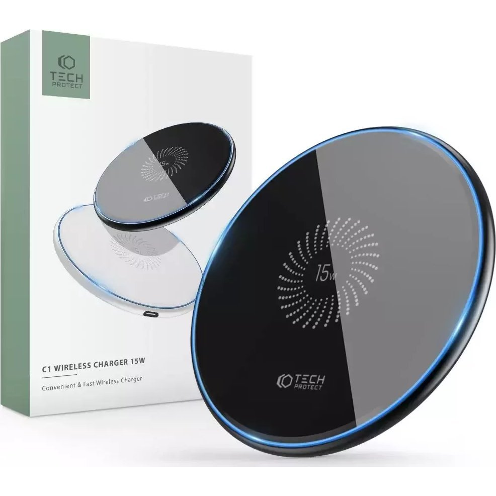 Tech-Protect QI15W-C1 vezeték nélküli töltő fekete (9589046926310) (9589046926310)