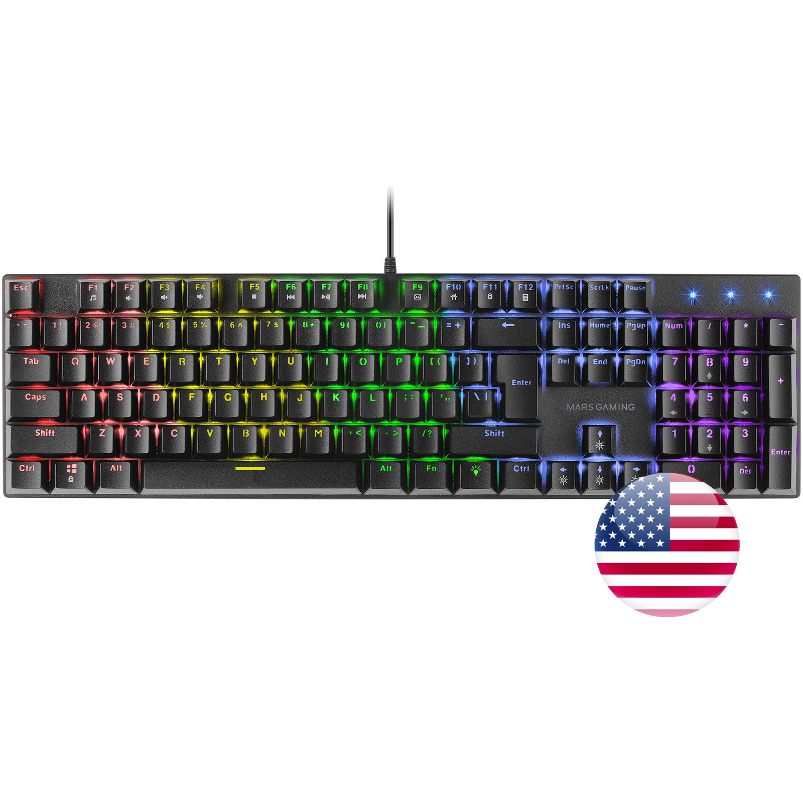 Комплект клавиатура и мишка Mars Gaming MK422, американска подредба, черен