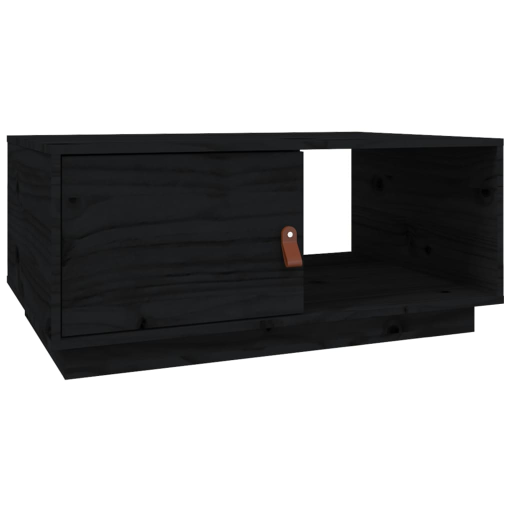fekete tömör fenyőfa dohányzóasztal 80 x 50 x 35,5 cm (818264)