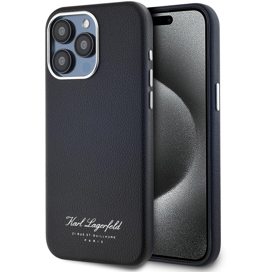 Karl Lagerfeld Grained PU Hotel RSG iPhone 15 Pro Max Black tok (KLHCP15XPGWCMKHK)