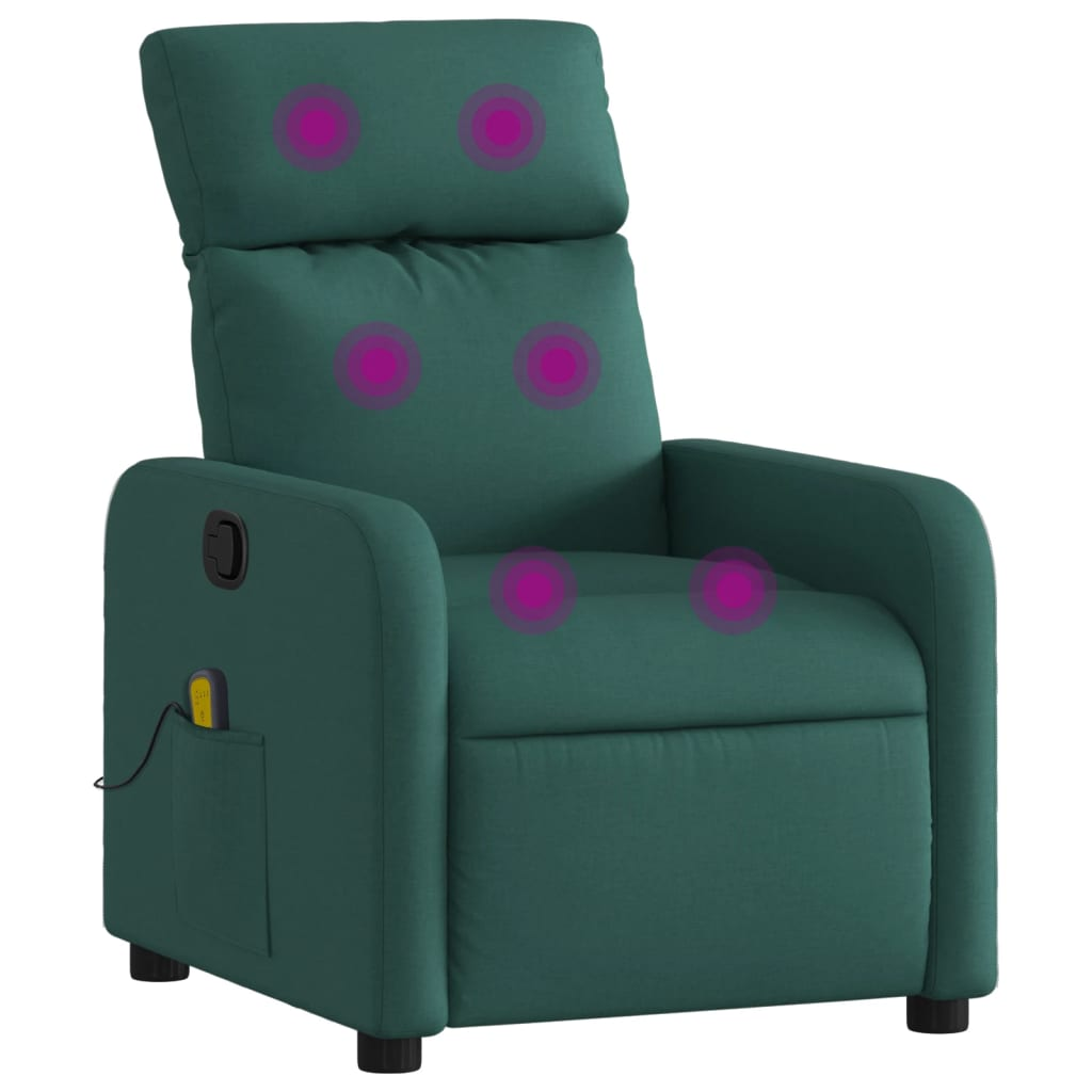 sötétzöld szövet dönthető masszázsfotel (374180)