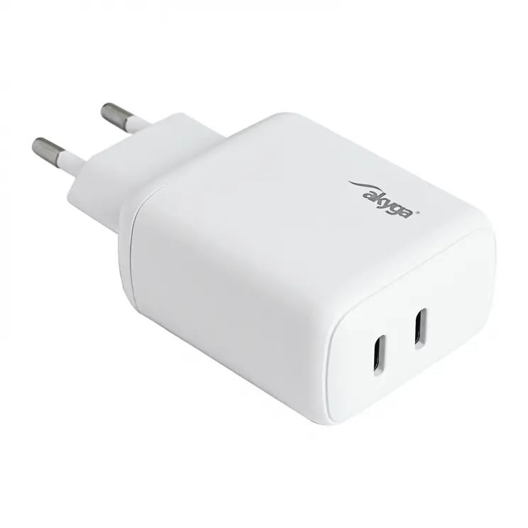 Akyga 2xUSB-C hálózati töltő fehér (AK-CH-19) (AK-CH-19)