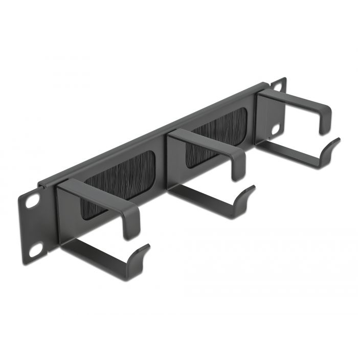 Delock 10” hálózati szekrényekhez kábelrendező fésűs panel 3 hurokkal, 1U fekete (66487) (delock66487)