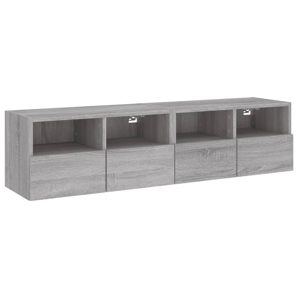 2 db szürke sonoma színű szerelt fa fali TV-szekrény 60x30x30cm (836865)