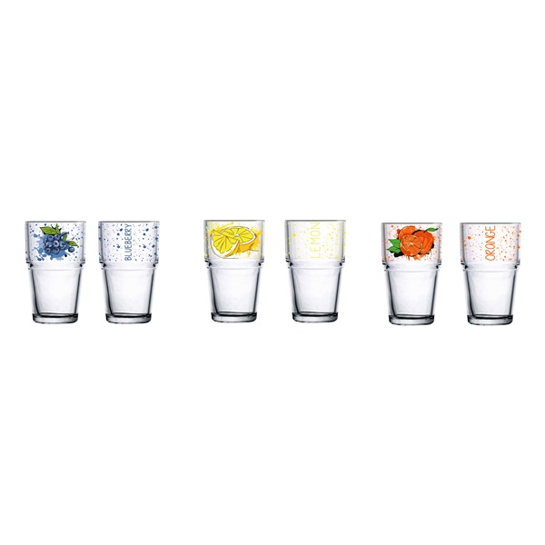 IRIS mintás üveg pohár 350ml, Blueberries, Lemon vagy Orange minta 131605-001 (131605-001)