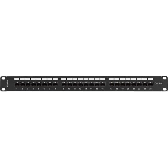 Lanberg Patch Panel 24 port 1U 19" cat.6A UTP black with cable organizer