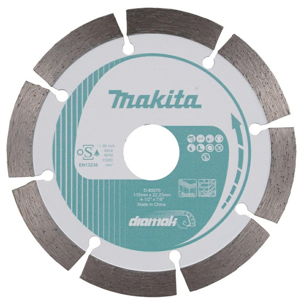 Makita D-80070 Gyémánt bevonatú vágótárcsa Ø 115 mm Furat átmérő 22.23 mm Beton, Tégla, mészhomok tégla 1 db
