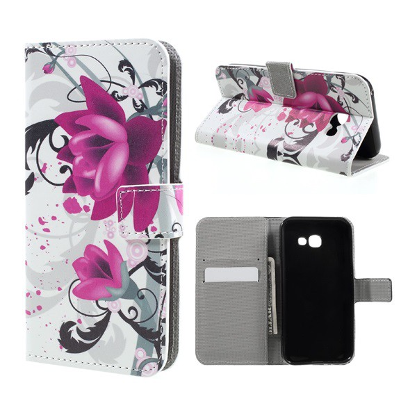 Tok álló, bőr hatású (FLIP, oldalra nyíló, asztali tartó funkció, lótuszvirág minta) FEHÉR [Samsung Galaxy A3 (2017) SM-A320F] (5996457685028)