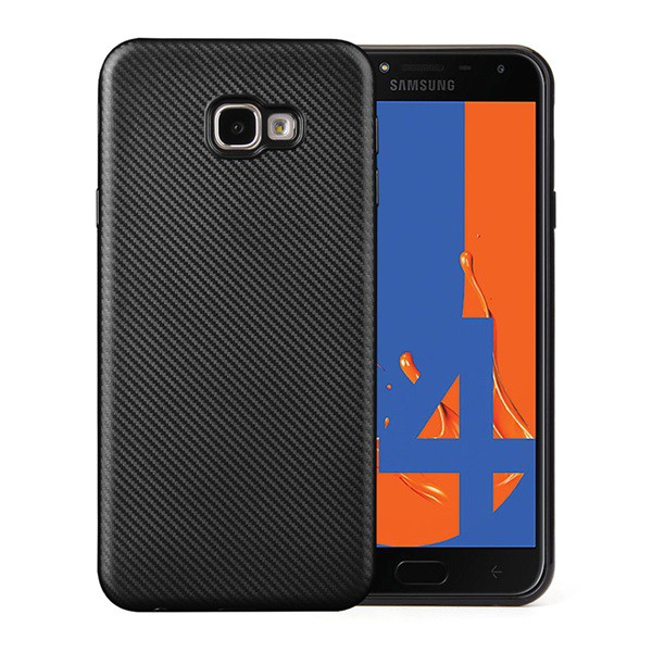 Szilikon telefonvédő (karbon minta) FEKETE [Samsung Galaxy J4 Plus (SM-J415F)] (5996457821273)