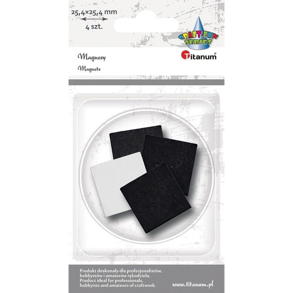 Titanum Magnesy samoprzylene kwadratowe 25,4x25,4mm 4szt