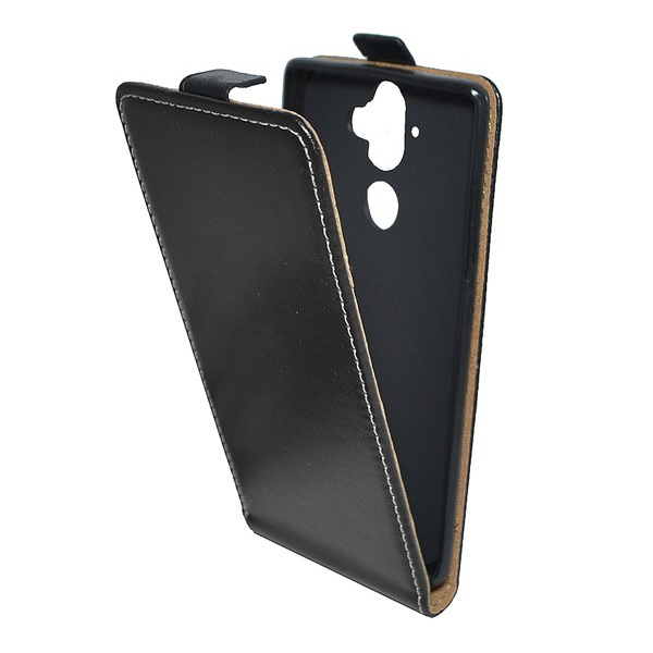 Tok álló, bőr hatású (FLIP, lefelé nyíló, szilikon tartó) FEKETE [Nokia 9] (5996457744435)