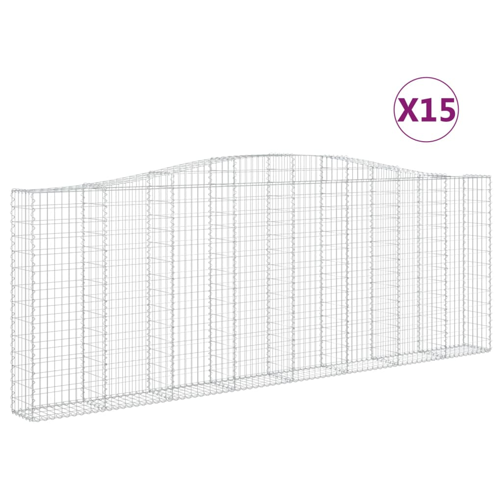 15 db íves horganyzott vas gabion kosár 400x30x140/160 cm (3145861)