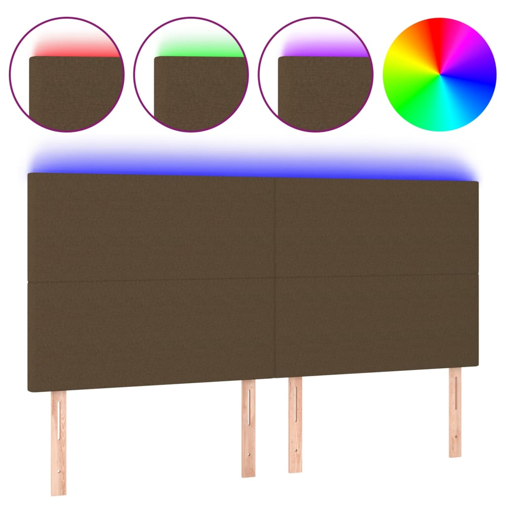 sötétbarna szövet LED-es fejtámla 180x5x118/128 cm (3122161)