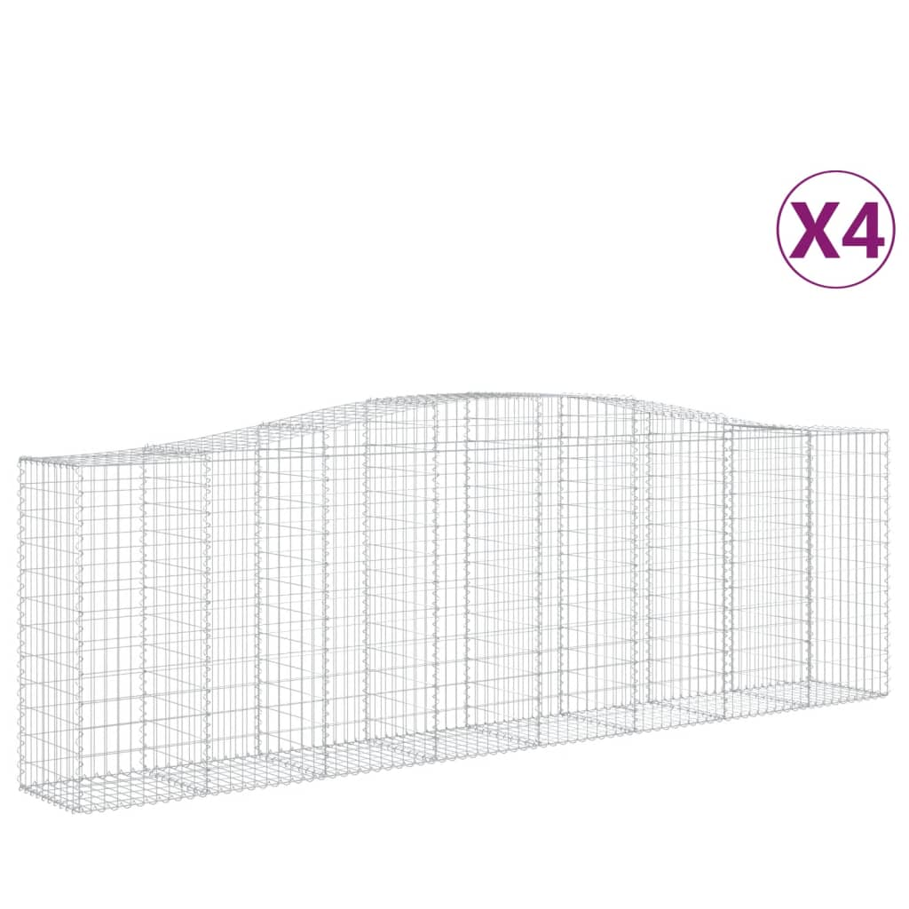 4 db íves horganyzott vas gabion kosár 400x50x120/140 cm (3145971)