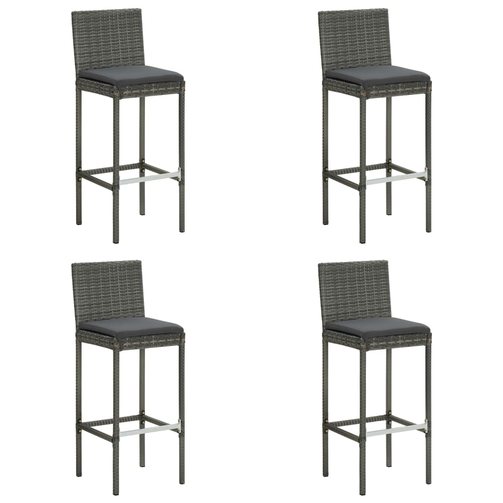 4 db szürke polyrattan kerti bárszék párnával (313438)