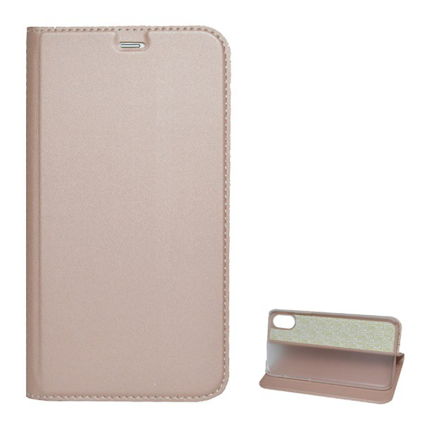 Tok álló, bőr hatású (FLIP, oldalra nyíló, asztali tartó funkció) ROZÉARANY 2 [Apple iPhone XS 5.8] (5996457723171)
