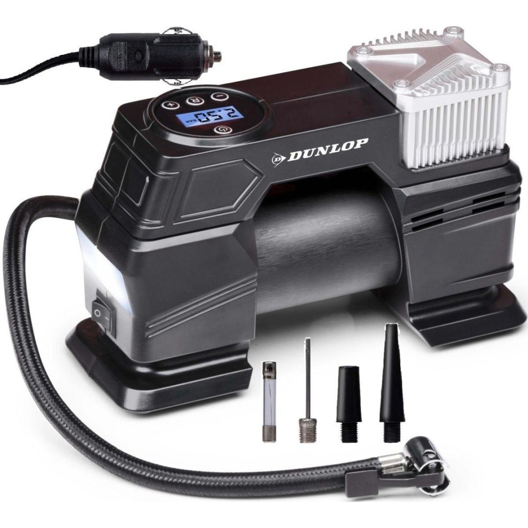 AUTOMOBILOVÝ KOMPRESOR DUNLOP 12V, 150 PSI S ELEKTRONICKÝM MANOMETROM