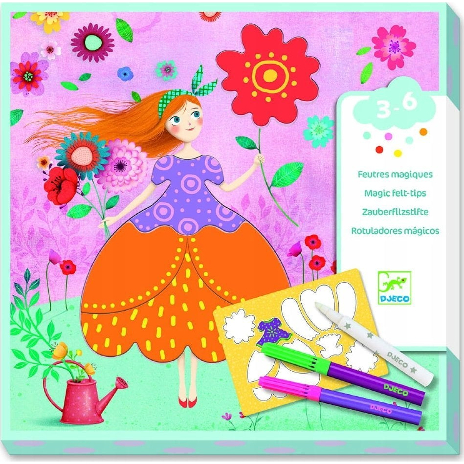 DJECO Színezés és Mintakészítés Varázsfilccel - Méri Szép Ruhái - Marie's Pretty Dresses (DJ09886)