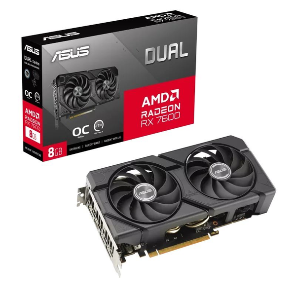 ASUS Radeon RX 7600 8GB Dual EVO OC Edition videokártya (DUAL-RX7600-O8G-EVO)