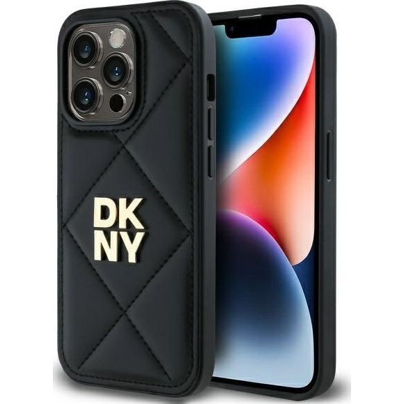 ETUI DKNY PREŠIT STACK LOGO ZA IPHONE 14 PRO OVITEK ČRN