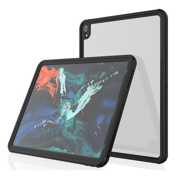 Vízhatlan / vízálló tok, AQUA (3 méterig, IP68, közepesen ütésálló, légpárnás sarok) FEKETE [Apple IPAD Pro 12.9 (2018)] (5996457966158)