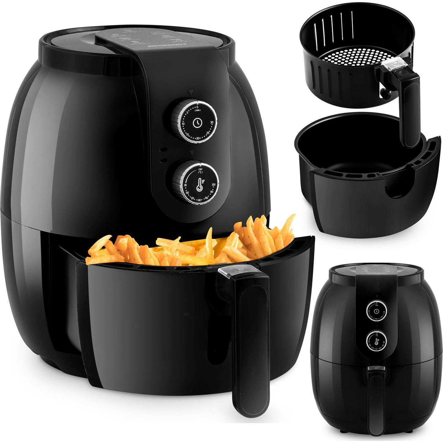 Forrólevegős sütő, Berdsen, BD-650, 4,5 l, fekete, tapadásmentes kosár, 80200 °C, max. 30 perc időzítő, automatikus kikapcsolás, 1300 W (365000)